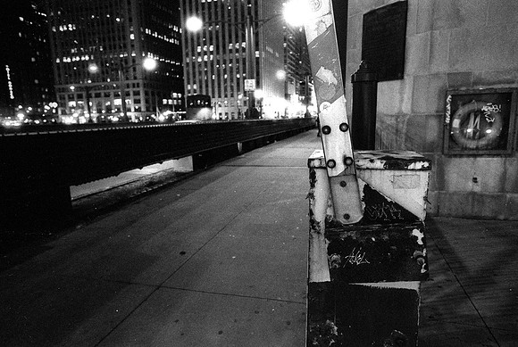The City at Night, Dearborn St. Bridge over Chicago River