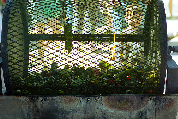 Chilis roasting at Farmers Market, Santa Fe, New Mexico (2014)