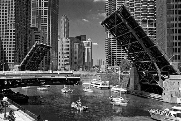 Wabash Avenue Bridges and Chicago River