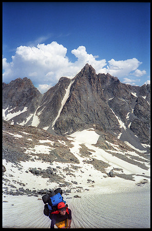 Wind River Range,Boog working up Knapsack Col